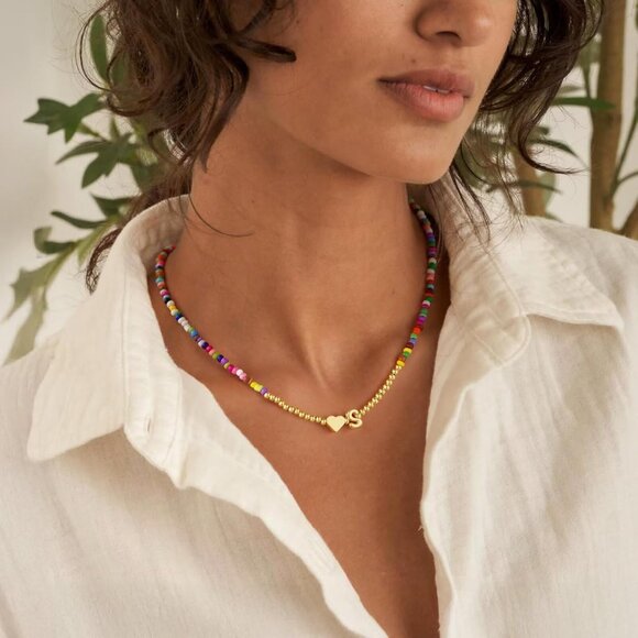 Cute Colorful Heart Initial Pendant Necklace - Perfect for Birthdays & Christmas - Picture 3 of 7